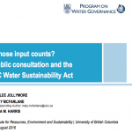 New policy brief: Jollymore, McFarlane & Harris, Whose input counts? Public consultation and the BC Water Sustainability Act