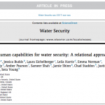 New Publication: Jepson, Harris, Shah, et al.: Advancing human capabilities for water security: A relational approach