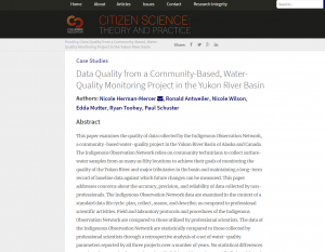 NEW PUB: NICOLE WILSON ET AL.: DATA QUALITY FROM A COMMUNITY-BASED, WATER-QUALITY MONITORING PROJECT IN THE YUKON RIVER BASIN