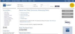 SPECIAL ISSUE OF WATER: “WATER GOVERNANCE: RETHEORIZING POLITICS”