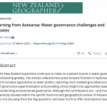 NEW PUB FROM LEILA HARRIS: LEARNING FROM AOTEAROA: WATER GOVERNANCE CHALLENGES AND DEBATES